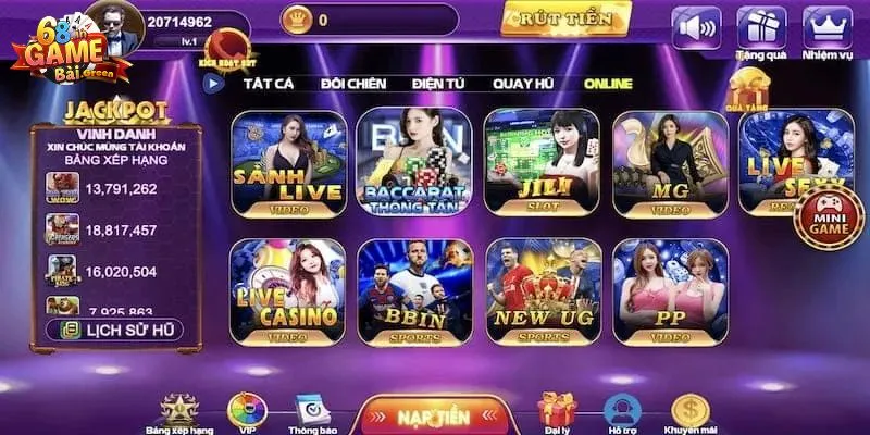 68gamebai Trò chơi cá cược rất đa dạng